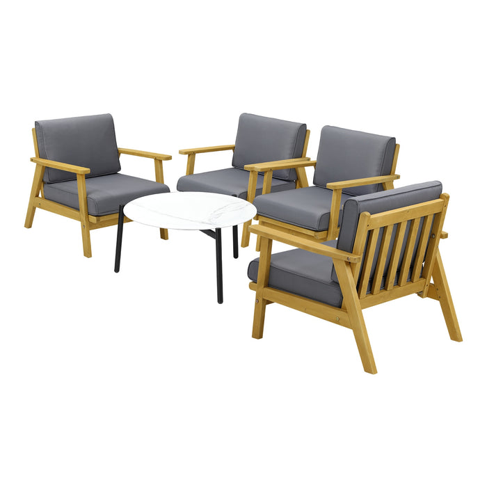 Outdoor Lounge Set 5Pcs Patio Furniture Sets 70Cm White Coffee Side Table