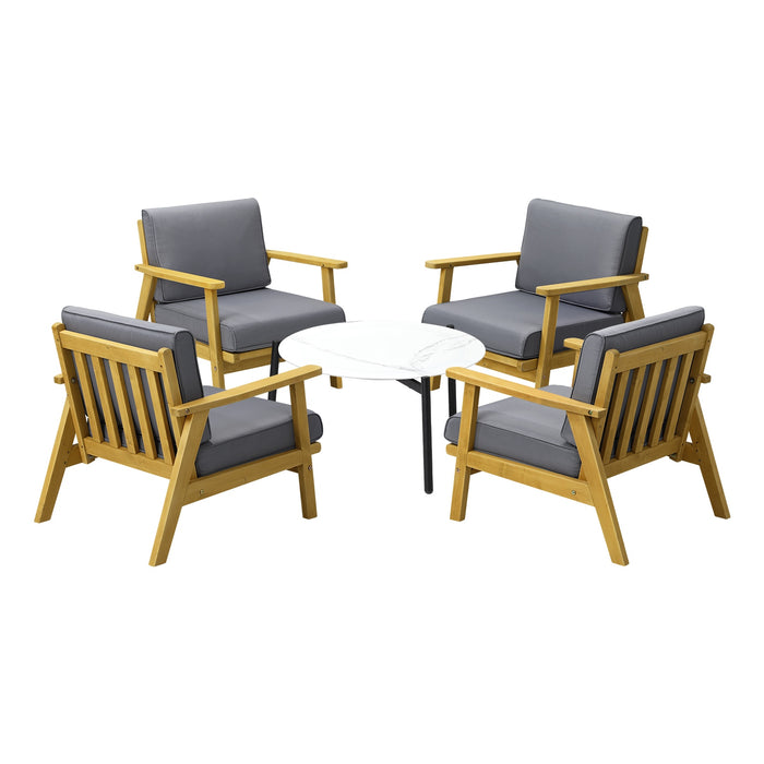 Outdoor Lounge Set 5Pcs Patio Furniture Sets 70Cm White Coffee Side Table