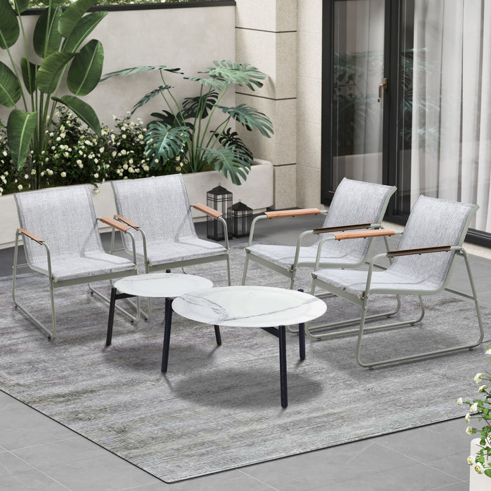 6Pcs Outdoor Patio Set Textilene Furniture Chair Lounge 70Cm Coffee Table