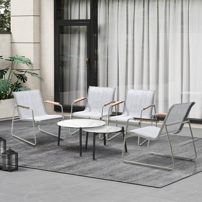 6Pcs Outdoor Patio Set Textilene Furniture Chair Lounge 70Cm Coffee Table