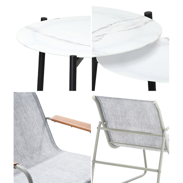 6Pcs Outdoor Patio Set Textilene Furniture Chair Lounge 70Cm Coffee Table