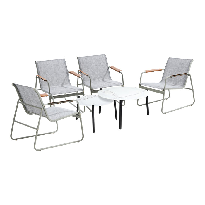6Pcs Outdoor Patio Set Textilene Furniture Chair Lounge 70Cm Coffee Table