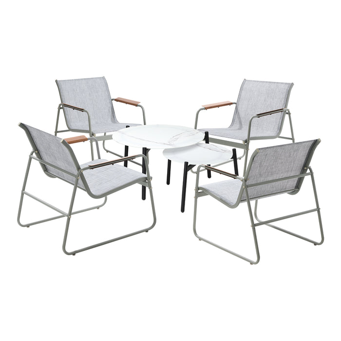6Pcs Outdoor Patio Set Textilene Furniture Chair Lounge 70Cm Coffee Table