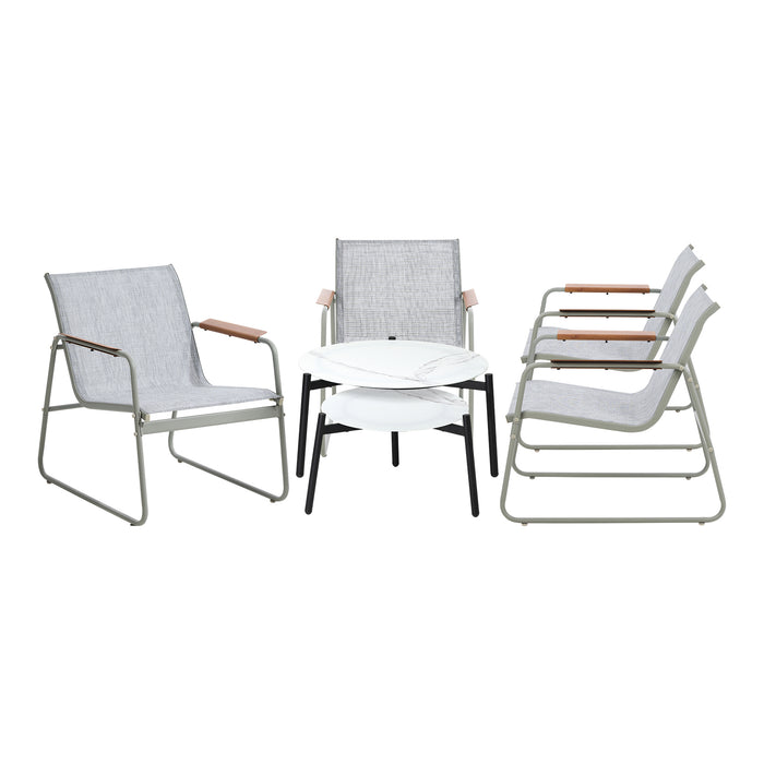 6Pcs Outdoor Patio Set Textilene Furniture Chair Lounge 70Cm Coffee Table