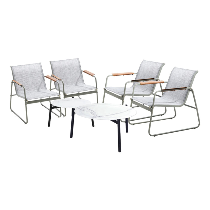 6Pcs Outdoor Patio Set Textilene Furniture Chair Lounge 70Cm Coffee Table