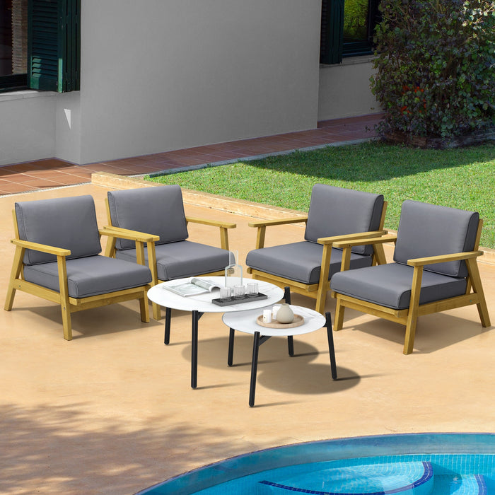 Outdoor Lounge Set 6Pcs Patio Furniture 2Pc White Coffee Side Table Sets