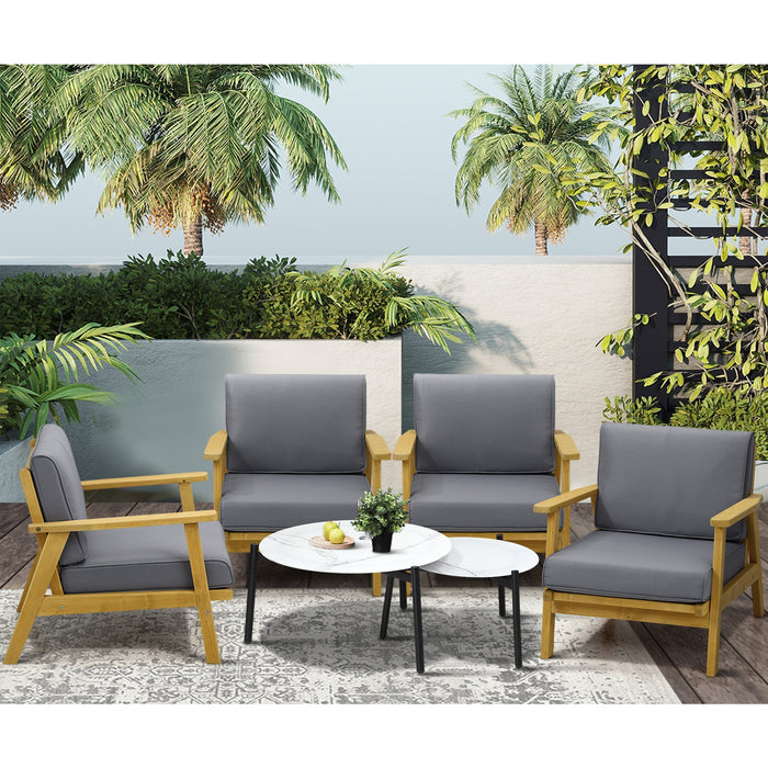 Outdoor Lounge Set 6Pcs Patio Furniture 2Pc White Coffee Side Table Sets