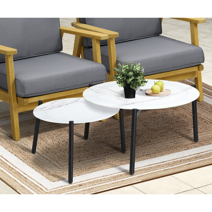 Outdoor Lounge Set 6Pcs Patio Furniture 2Pc White Coffee Side Table Sets