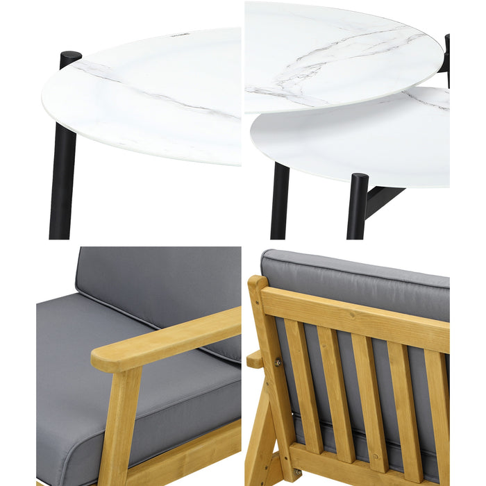 Outdoor Lounge Set 6Pcs Patio Furniture 2Pc White Coffee Side Table Sets