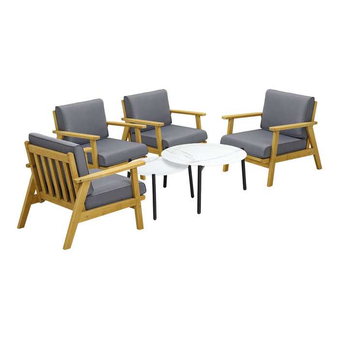 Outdoor Lounge Set 6Pcs Patio Furniture 2Pc White Coffee Side Table Sets