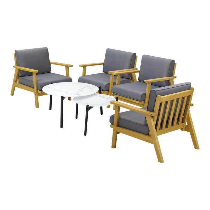 Outdoor Lounge Set 6Pcs Patio Furniture 2Pc White Coffee Side Table Sets