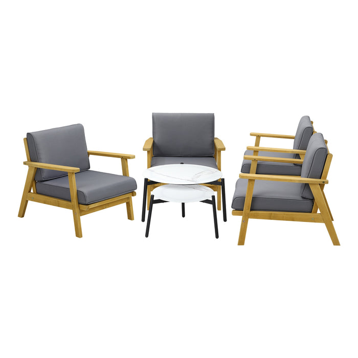 Outdoor Lounge Set 6Pcs Patio Furniture 2Pc White Coffee Side Table Sets