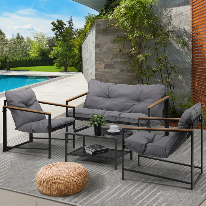4 Seater Outdoor Lounge Sofa Furniture Setting Garden Patio Chairs Table