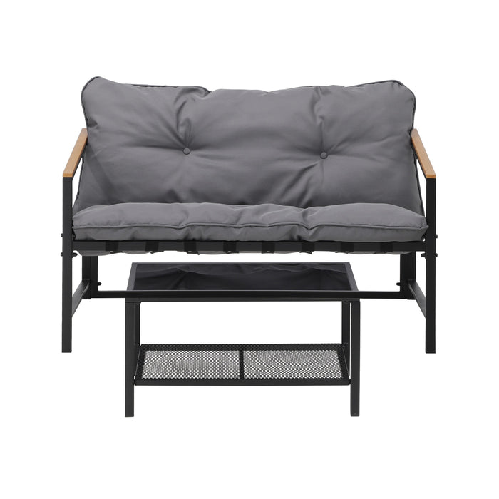 2 Pieces Outdoor Patio Sofa Set Garden Lounge Setting Furniture