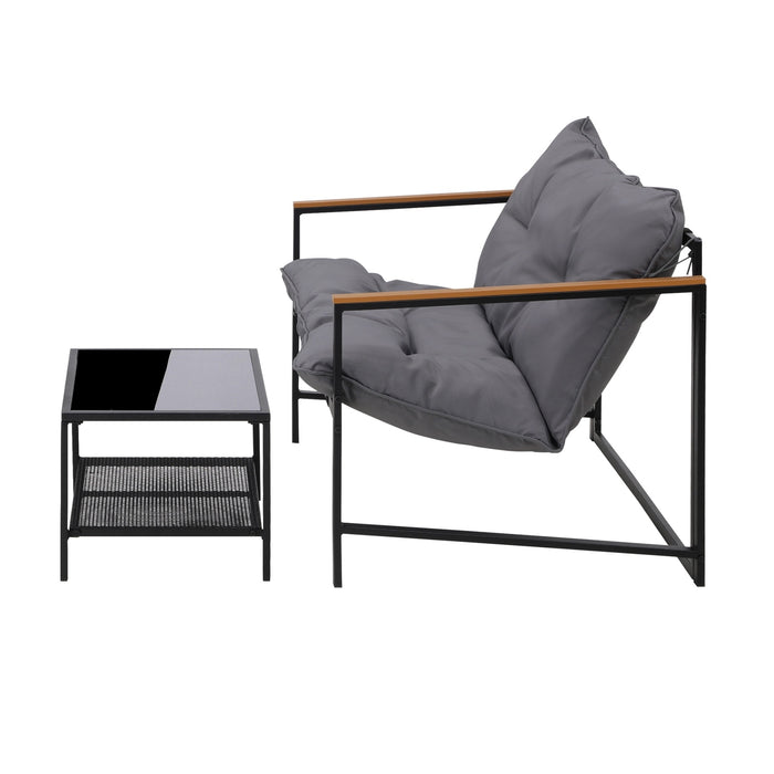 2 Pieces Outdoor Patio Sofa Set Garden Lounge Setting Furniture