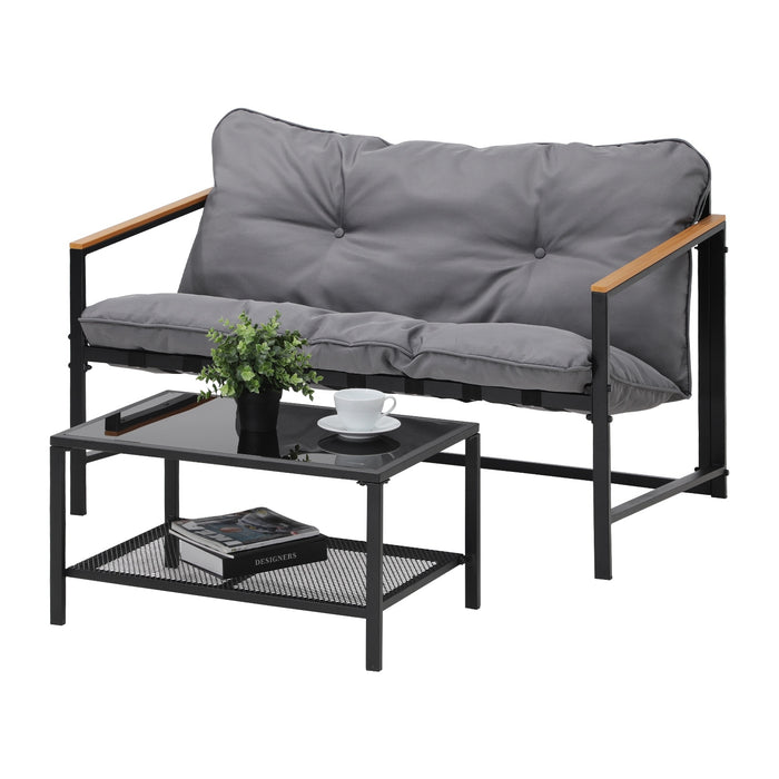 2 Pieces Outdoor Patio Sofa Set Garden Lounge Setting Furniture