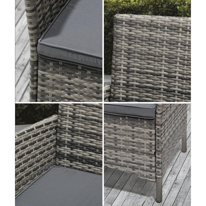 2X Outdoor Dining Chairs Rattan Outdoor Patio Chairs Furniture Grey