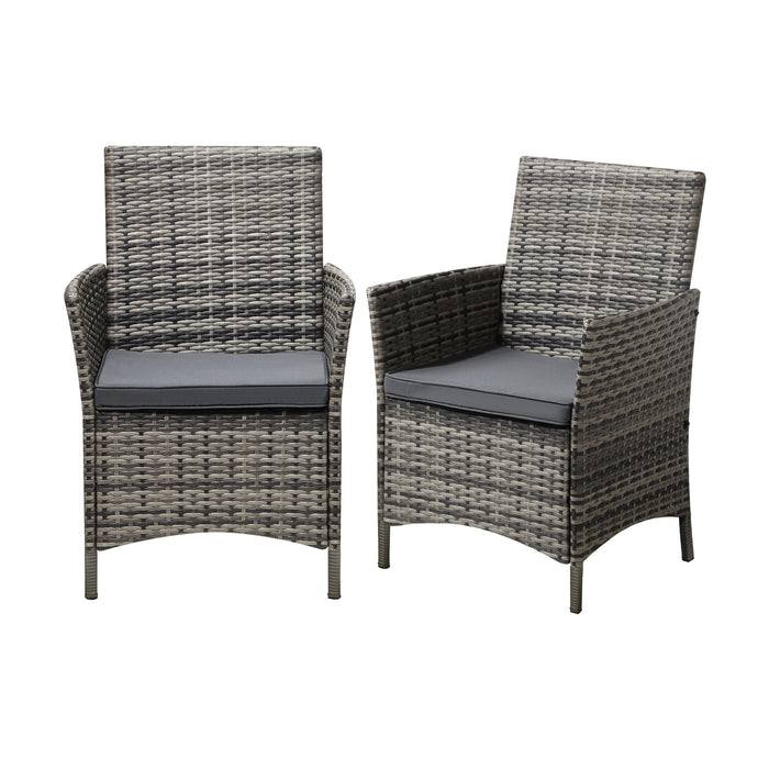 2X Outdoor Dining Chairs Rattan Outdoor Patio Chairs Furniture Grey