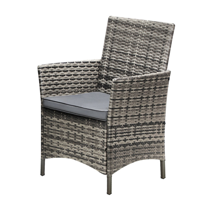 2X Outdoor Dining Chairs Rattan Outdoor Patio Chairs Furniture Grey