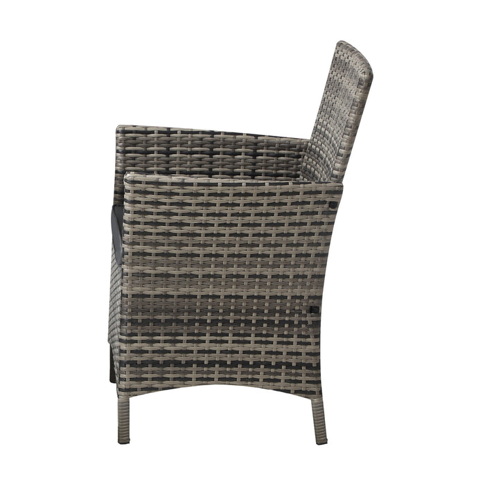 2X Outdoor Dining Chairs Rattan Outdoor Patio Chairs Furniture Grey