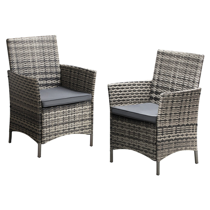 2X Outdoor Dining Chairs Rattan Outdoor Patio Chairs Furniture Grey