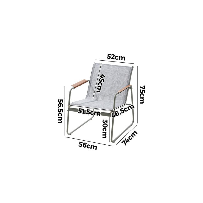 2Pcs Outdoor Armchair Patio Chairs Textilene Garden Furniture