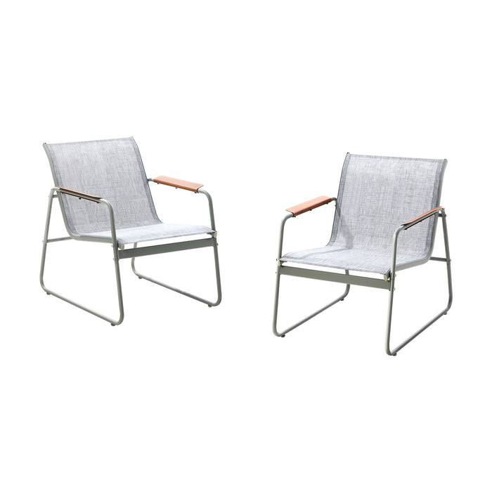 2Pcs Outdoor Armchair Patio Chairs Textilene Garden Furniture