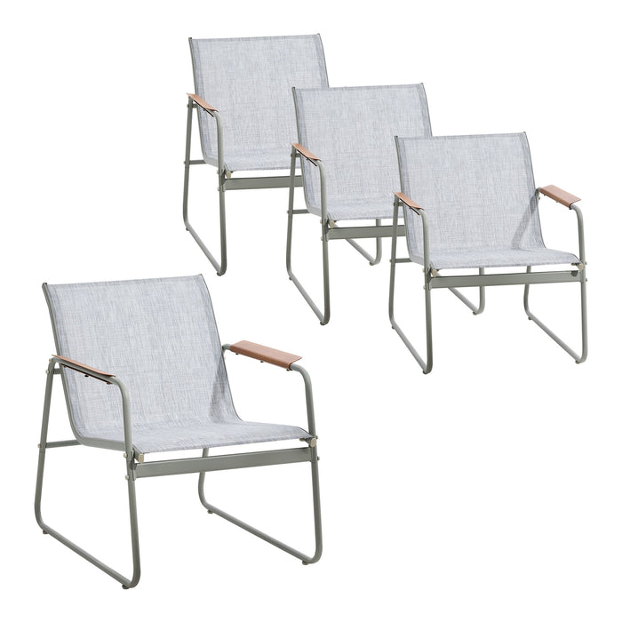 4Pcs Outdoor Armchair Patio Chairs Textilene Garden Furniture