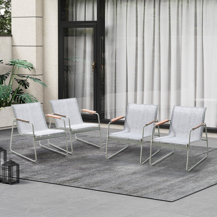 4Pcs Outdoor Armchair Patio Chairs Textilene Garden Furniture