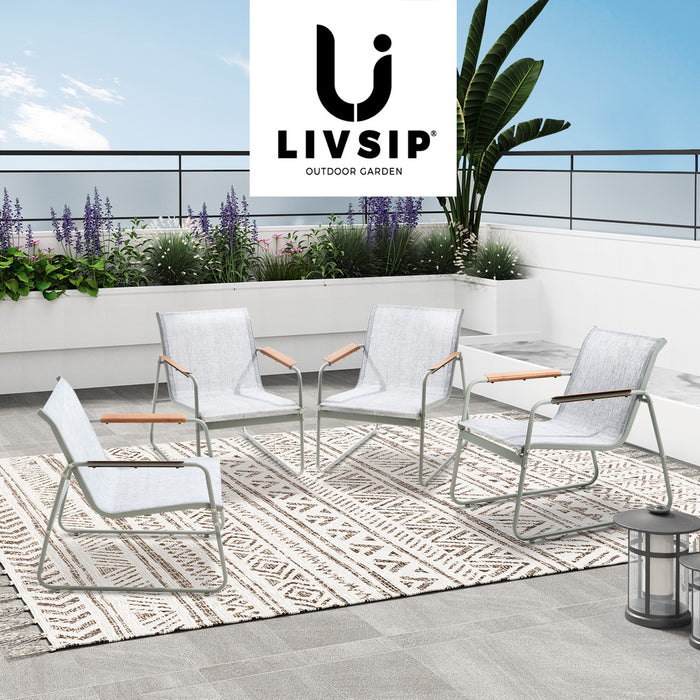 4Pcs Outdoor Armchair Patio Chairs Textilene Garden Furniture