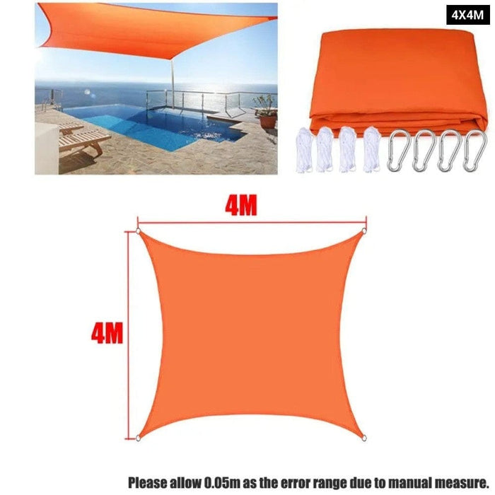 Orange All Size Waterproof Sun Shade Sail Square Rectangle