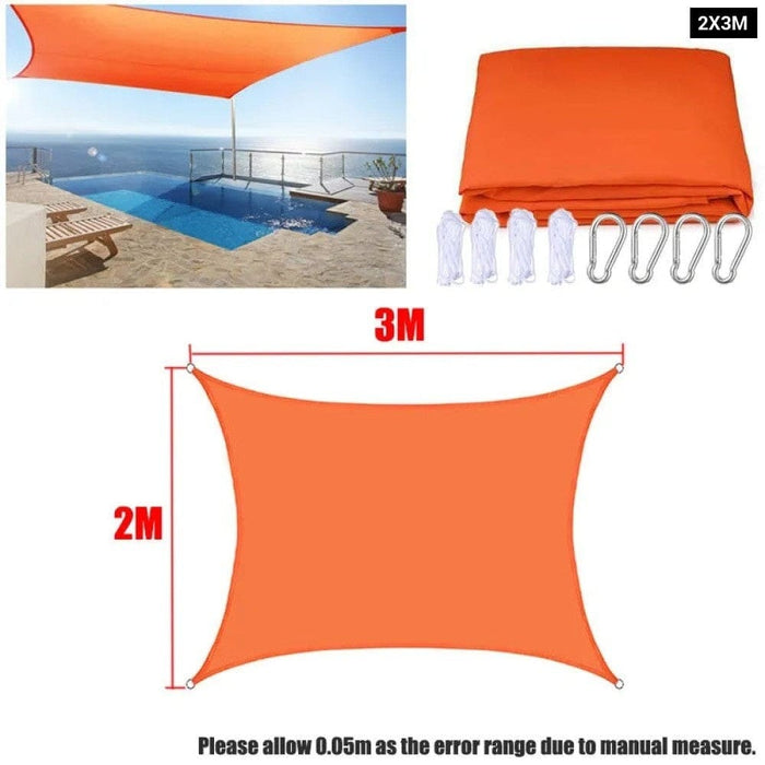 Orange All Size Waterproof Sun Shade Sail Square Rectangle