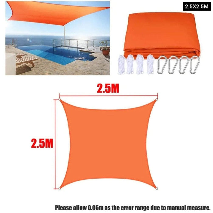 Orange All Size Waterproof Sun Shade Sail Square Rectangle