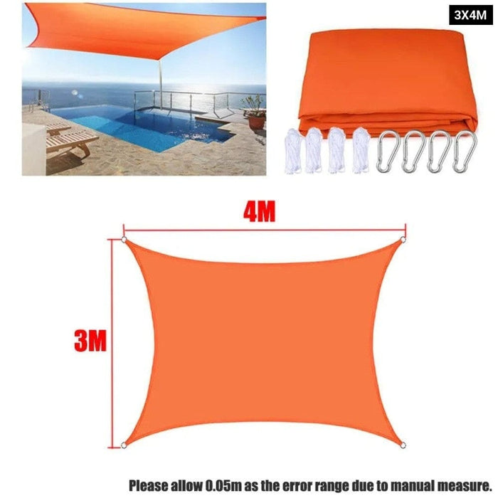 Orange All Size Waterproof Sun Shade Sail Square Rectangle
