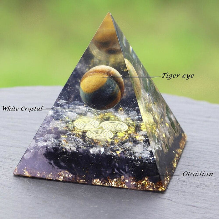 Orgonite Pyramid Chakras Tiger Eye Orgon Energy Crystals