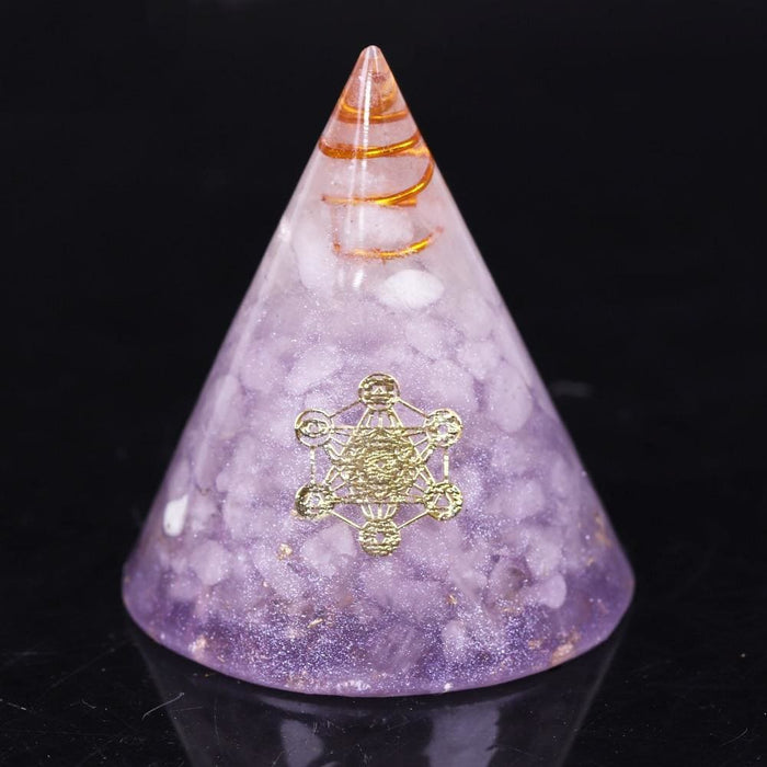 Orgonite Pyramid Natural White Crystal Energy Generator