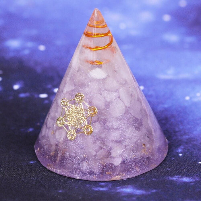 Orgonite Pyramid Natural White Crystal Energy Generator