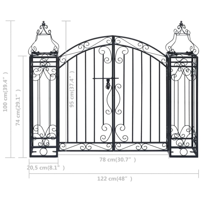 Ornamental Garden Gate Wrought Iron 122x20.5x100 Cm Akaok