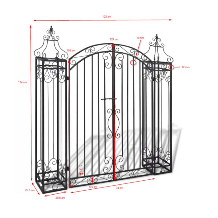Ornamental Garden Gate Wrought Iron 122x20.5x134 Cm Abkbp