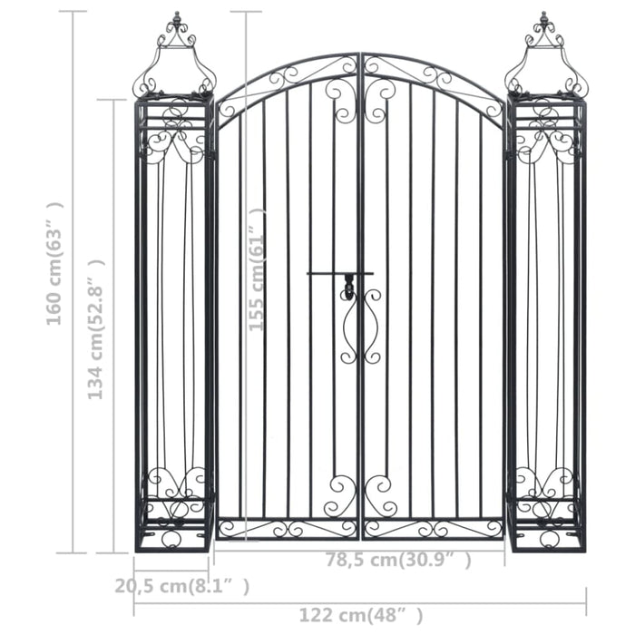 Ornamental Garden Gate Wrought Iron 122x20.5x160 Cm Akaxb