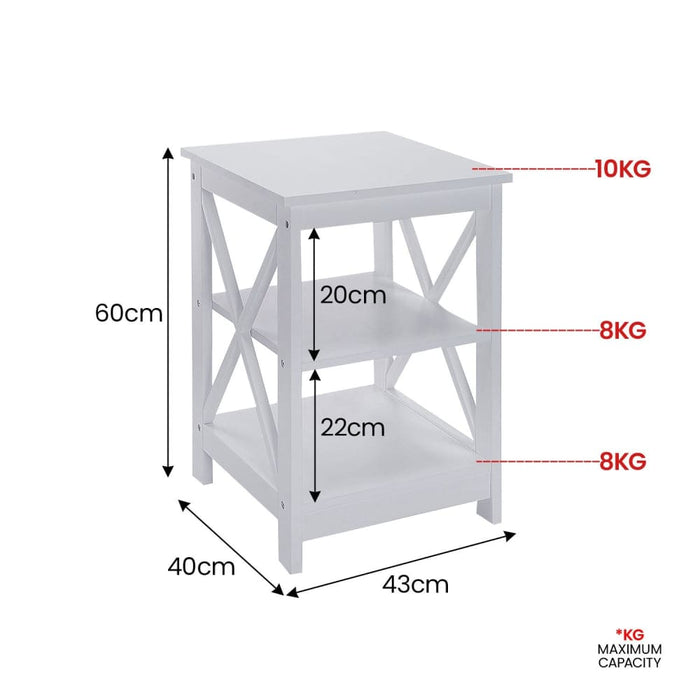 Orson 2-tier Bedside Table - White