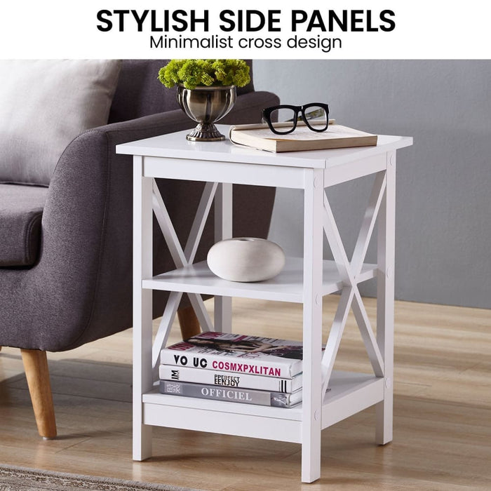 Orson 2-tier Bedside Table - White