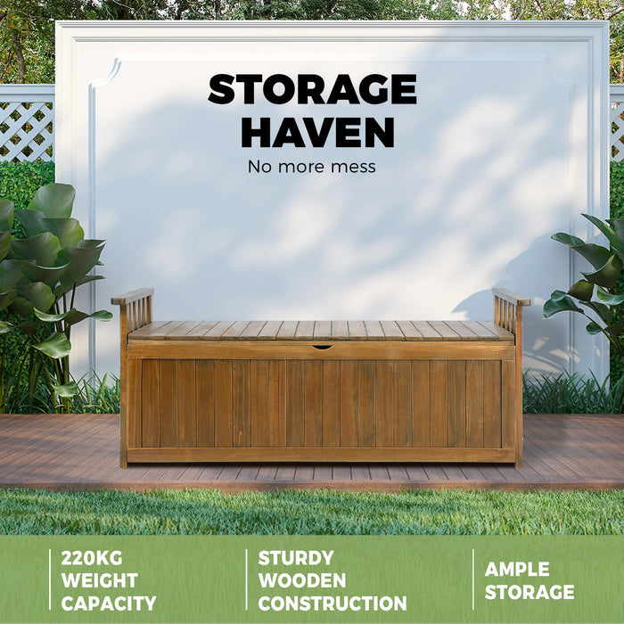 Outdoor Storage Box Container Wooden Garden Bench Chest Toy Tool Sheds