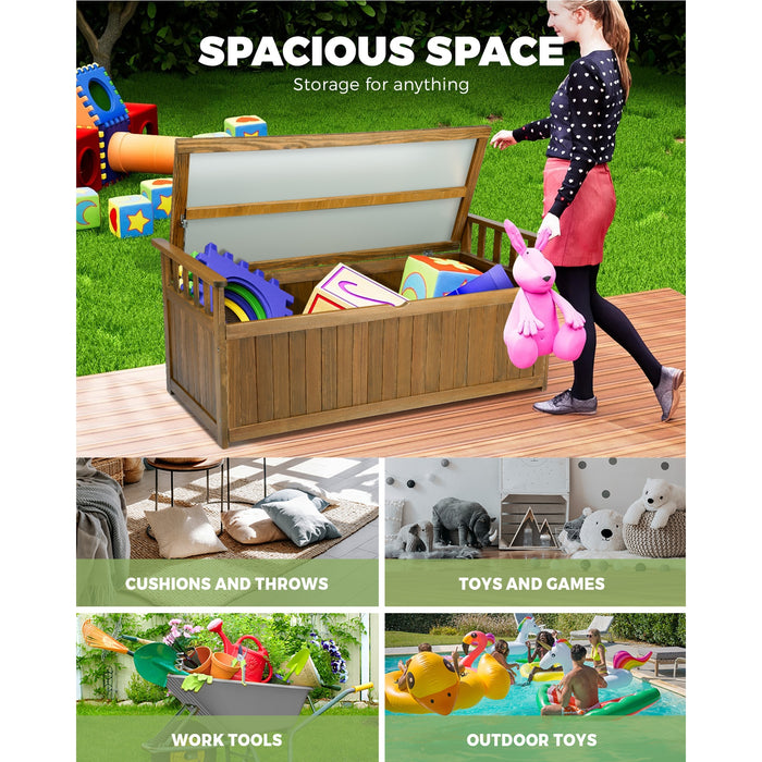 Outdoor Storage Box Container Wooden Garden Bench Chest Toy Tool Sheds