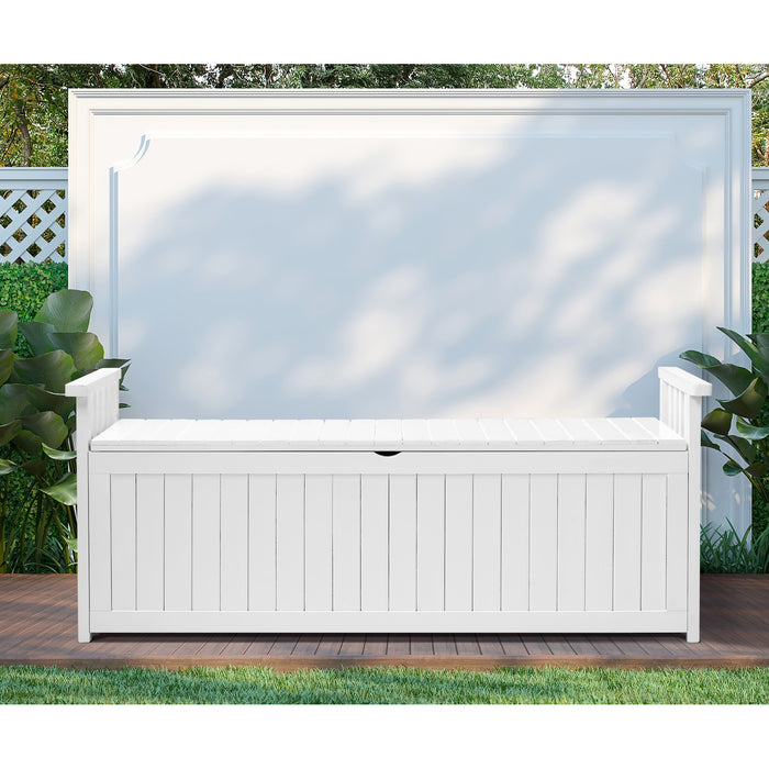 Outdoor Storage Box Garden Bench Wooden Chest Toy Tool Container Furniture