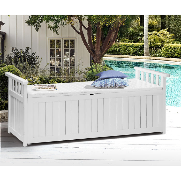 Outdoor Storage Box Garden Bench Wooden Chest Toy Tool Container Furniture