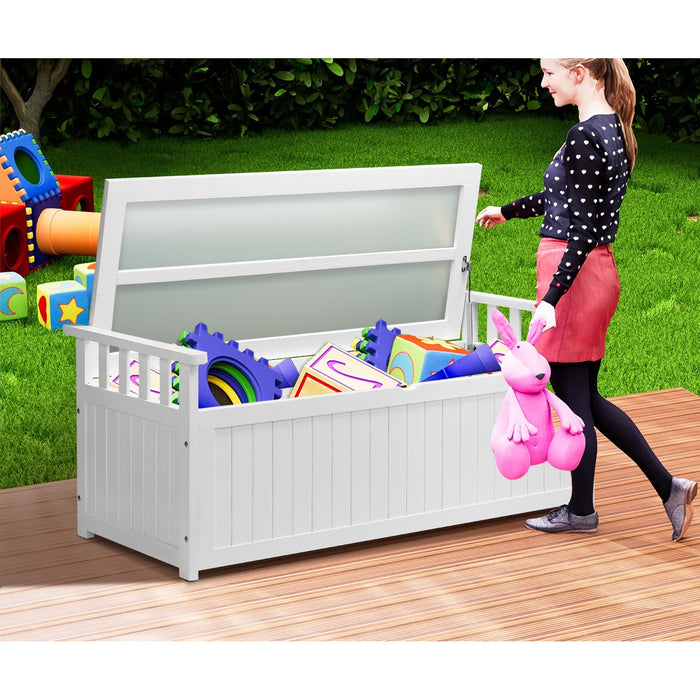 Outdoor Storage Box Garden Bench Wooden Chest Toy Tool Container Furniture