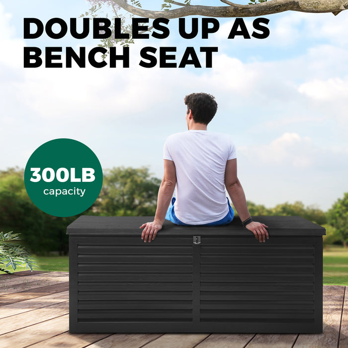 390L Outdoor Storage Box Lockable Cabinet Container Garden Decktoy Shed