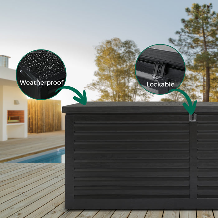 390L Outdoor Storage Box Lockable Cabinet Container Garden Decktoy Shed