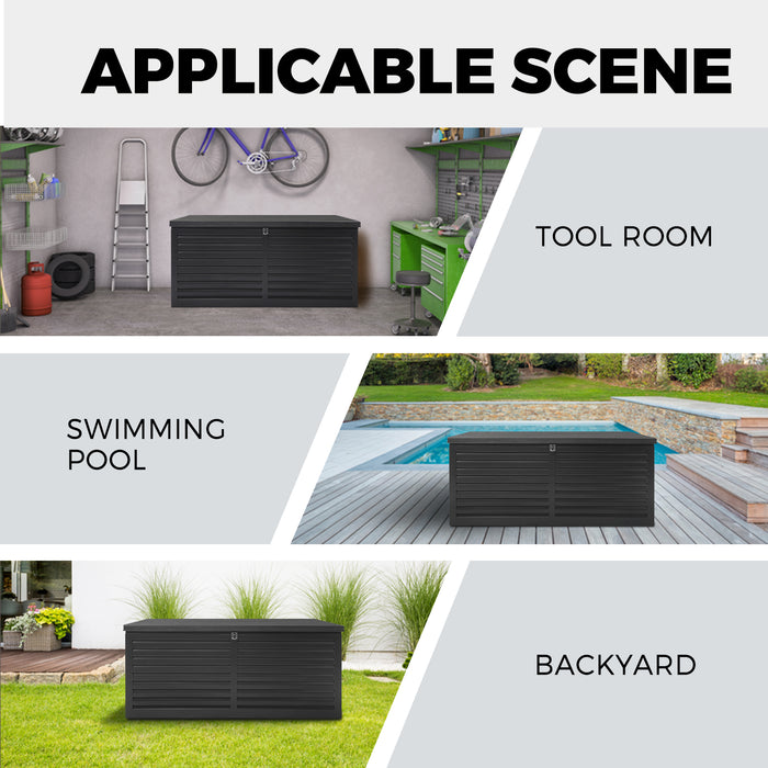 390L Outdoor Storage Box Lockable Cabinet Container Garden Decktoy Shed